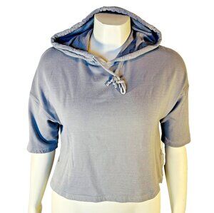 Fabletics Hooded Sweatshirt Womens S Grey Hoodie Ribbed Heavy Weight Half Slv